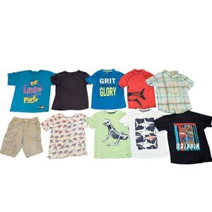 Huge Lot 10 Boys Short Sleeve Plaid Button Shirt Tees Sport Tops Cargo Short 7/8